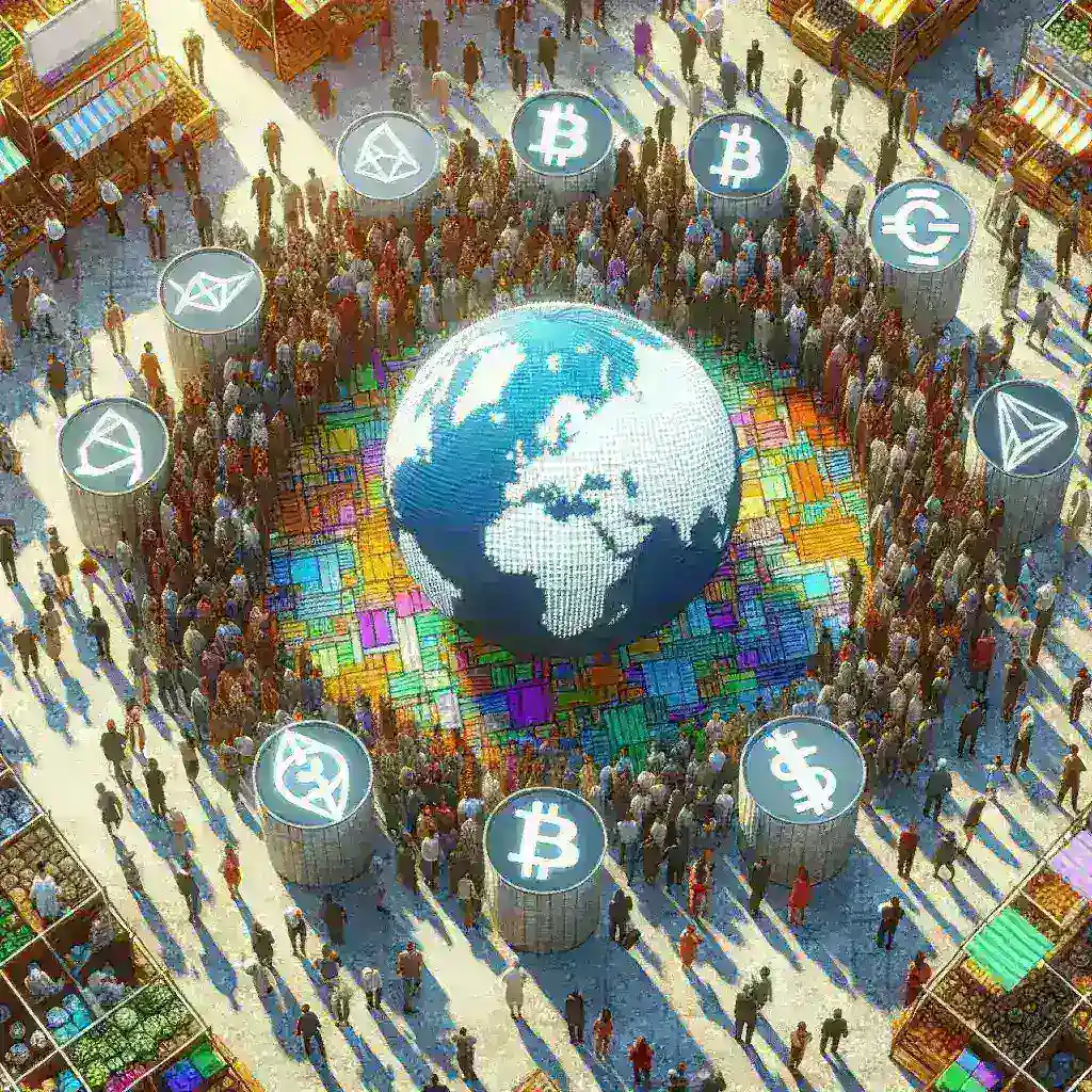 "Gráfico ilustrativo mostrando o crescimento do mercado de criptomoedas após a implementação de regulamentações globais, destacando tendências de investimento e aumento de novas criptos."