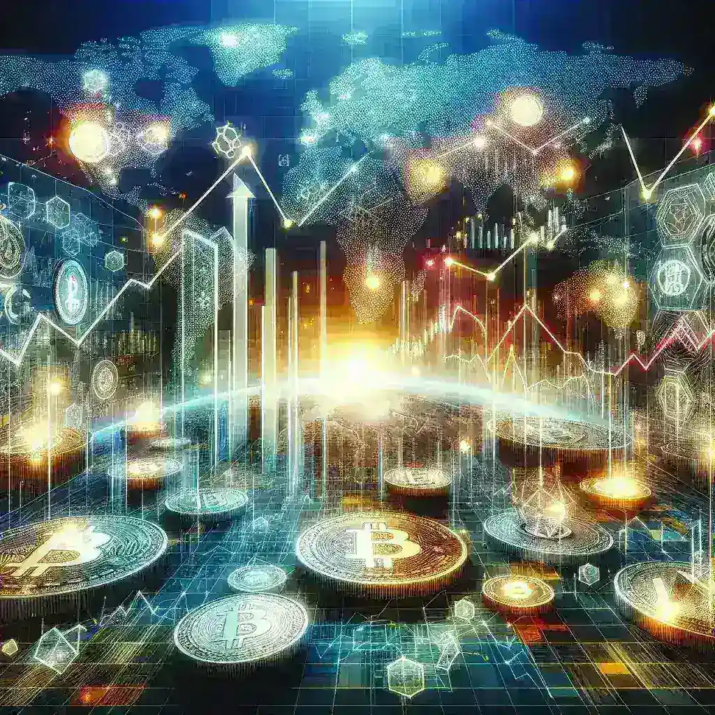 "Gráfico ilustrativo mostrando a recuperação do mercado de criptomoedas após a implementação de novas regulamentações globais, destacando tendências de crescimento e aumento no valor das principais moedas digitais."