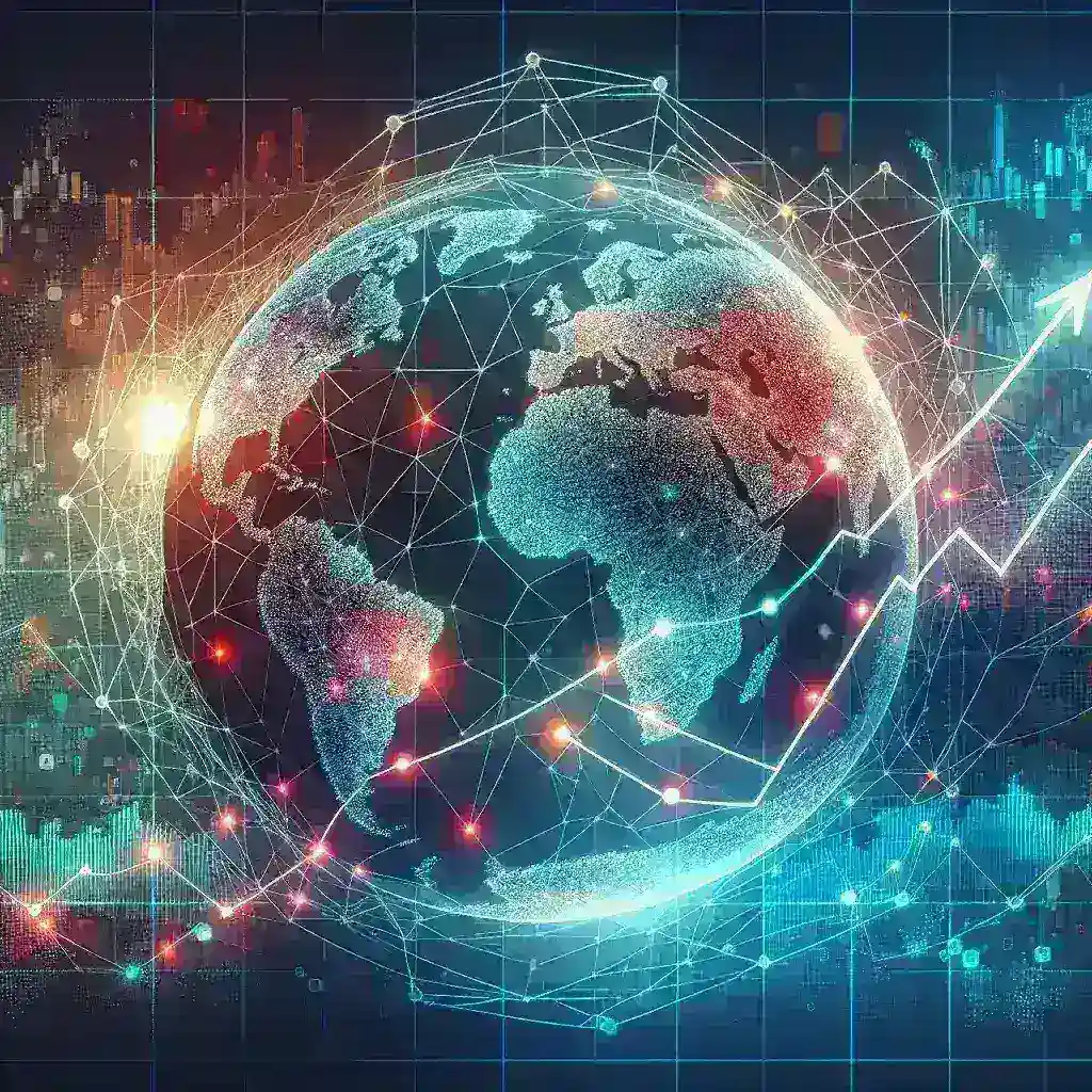 "Gráfico de crescimento do mercado de criptomoedas com símbolos de criptomoedas populares, ilustrando a recuperação após nova regulação global."